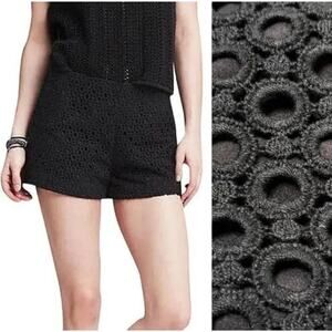 Banana Republic Eyelet Lace Black Shorts Size 10